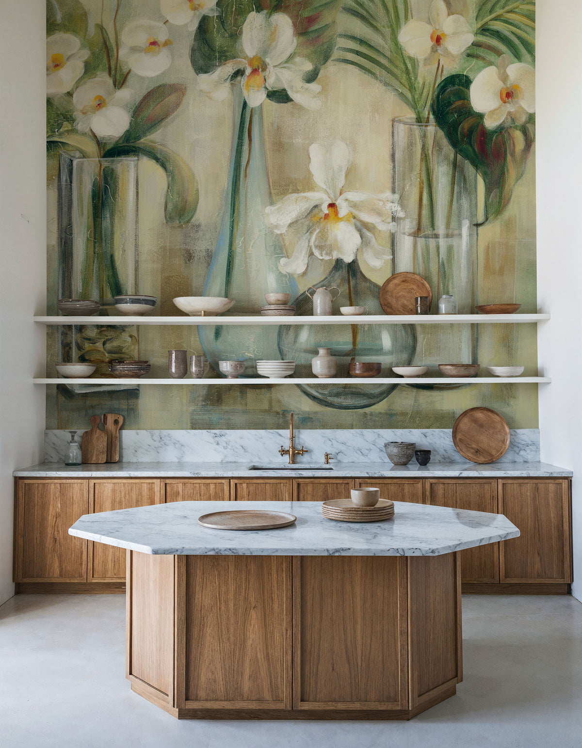 Silver Orchids I Mural Wallpaper - room preview 04