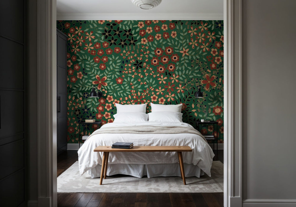 Floral Plate IX Mural Wallpaper - room preview 05