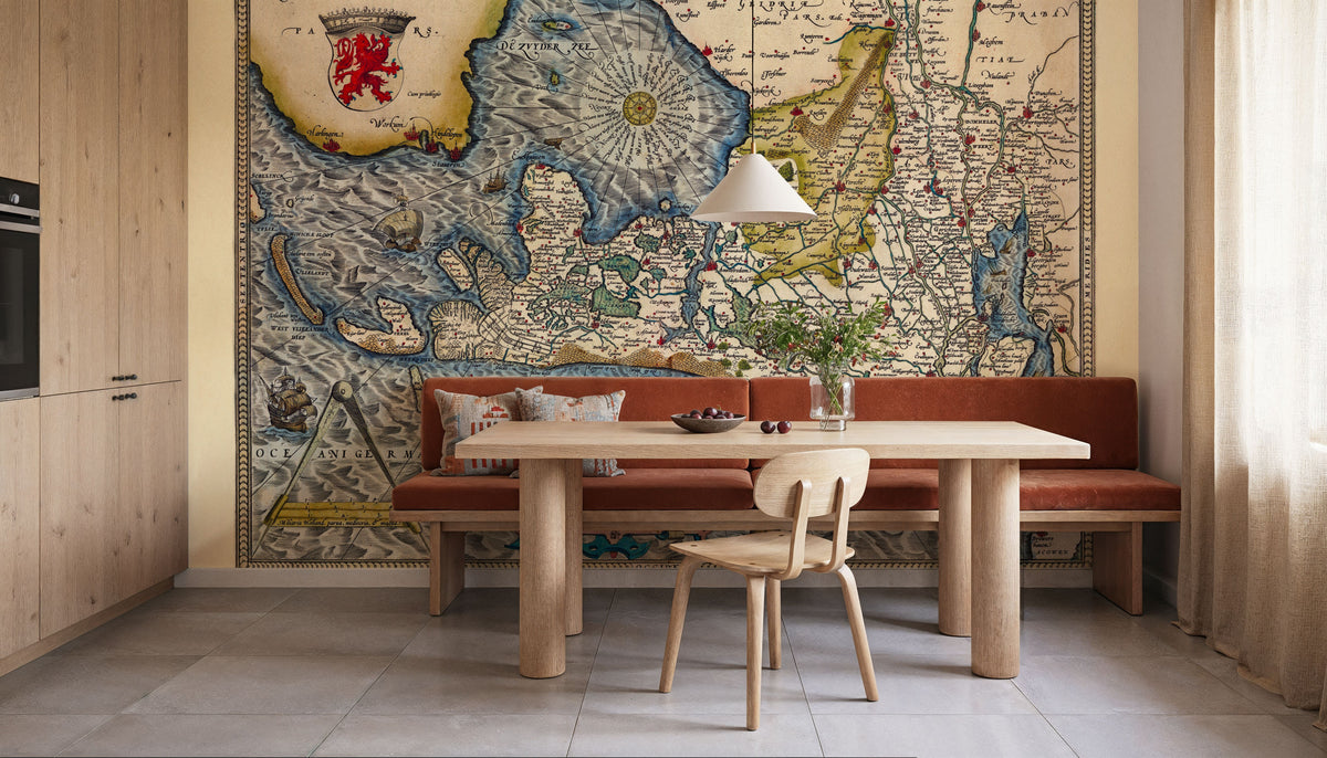 Old Map of the Neatherlands, 1570 Mural Wallpaper - room preview 04
