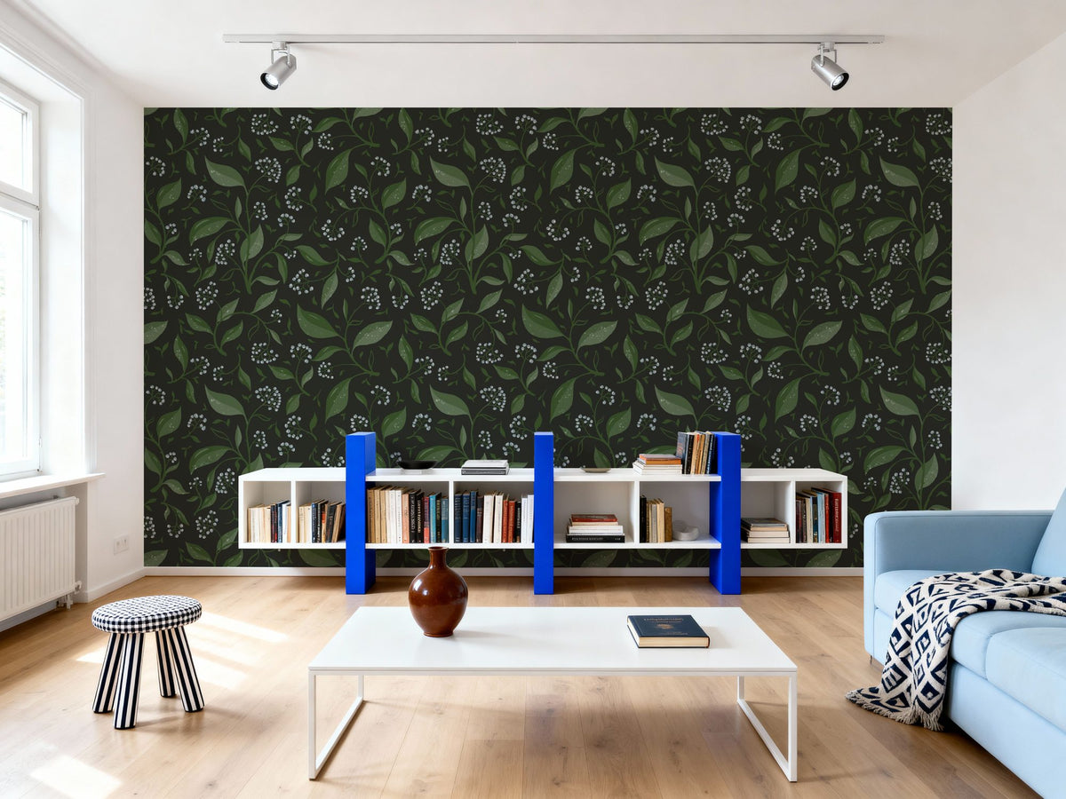 Winter Berries, Dark Mural Wallpaper - room preview 04