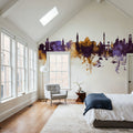 Stuttgart Germany Skyline Purple & Gold Mural Wallpaper - room preview 04