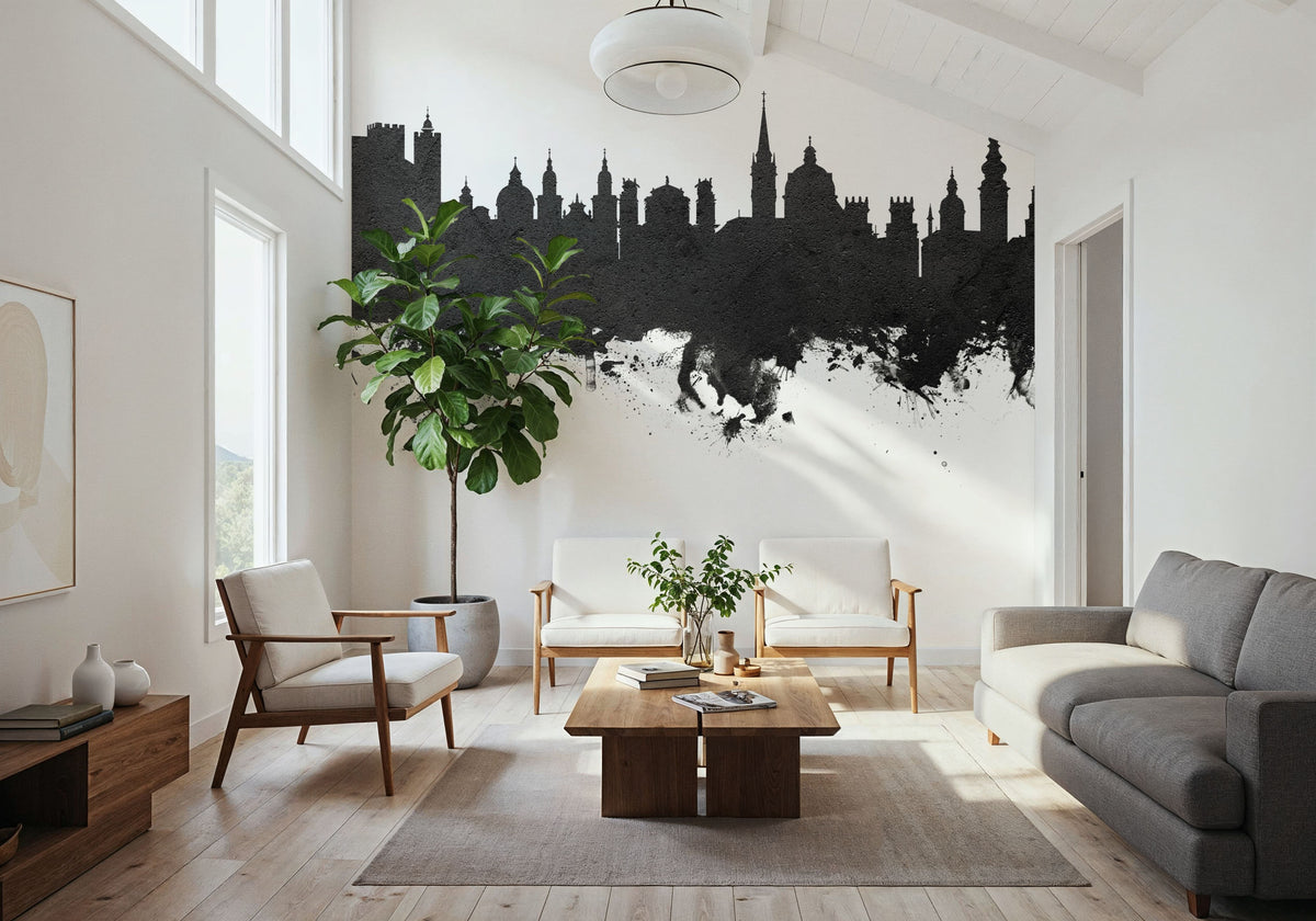 Salzburg Austria Skyline Black & White Mural Wallpaper - room preview 04