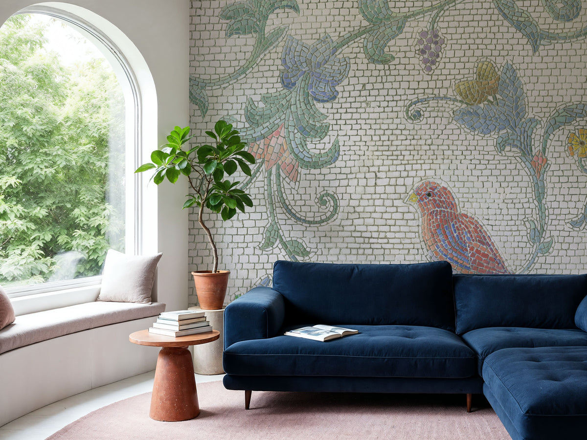Mosaic Birds II Mural Wallpaper - room preview 04