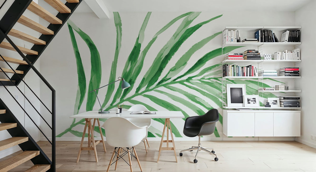 Colorful Tropical Leaf Green II Mural Wallpaper - room preview 04