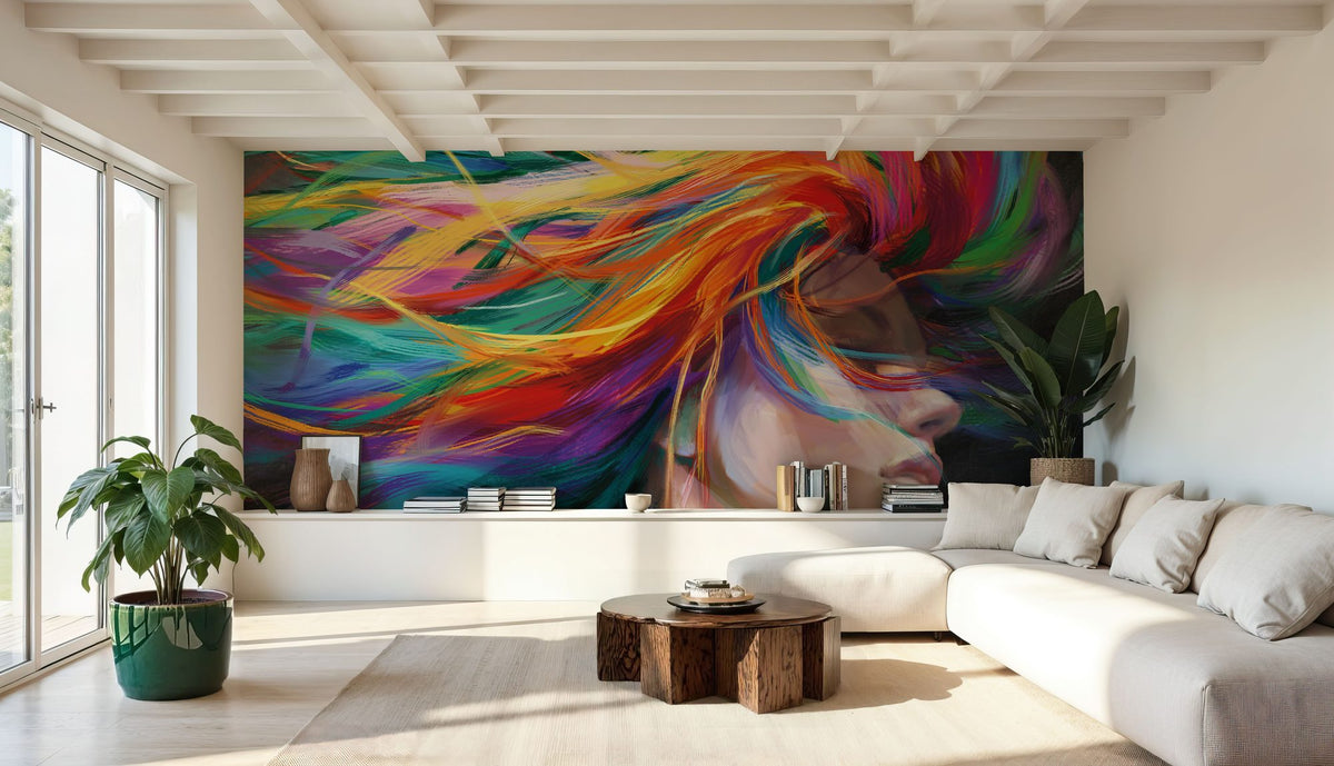 Rainbow Hair Mural Wallpaper - room preview 04