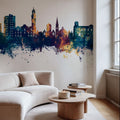 Colchester England Skyline Blue & Bronze Mural Wallpaper - room preview 04