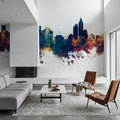 Taipei Taiwan Skyline Blue & Bronze Mural Wallpaper - room preview 04
