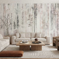 Botanical Wall Brown Mural Wallpaper - room preview 04