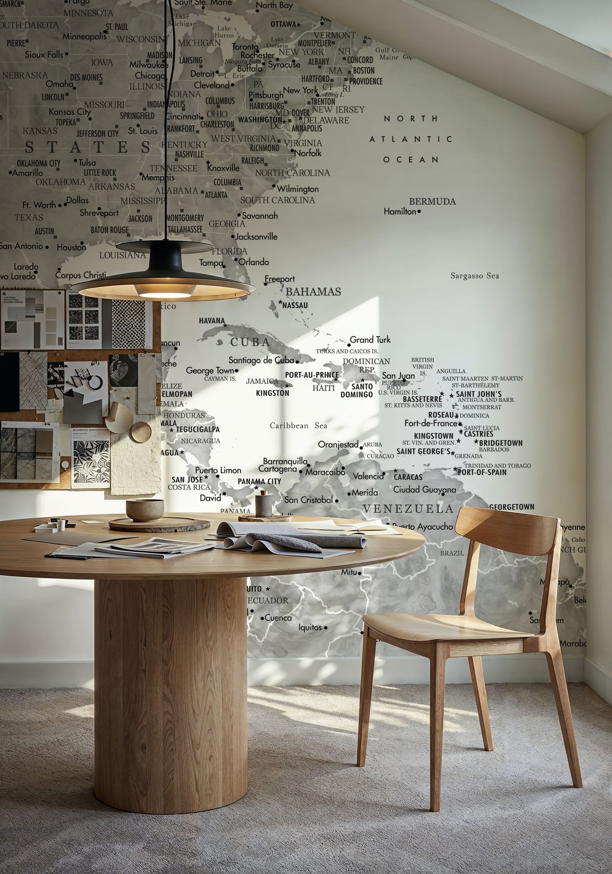 US Mexico Caribbean Map - Jimmy Mural Wallpaper - room preview 04