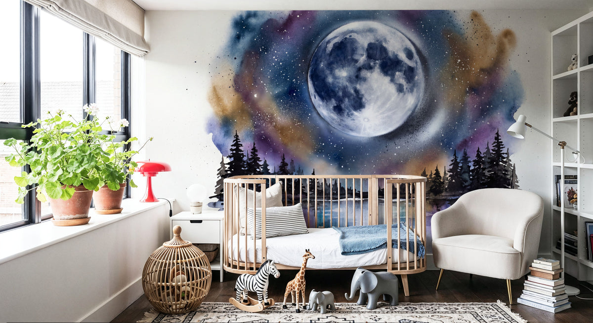 Forest Lake II - Powerful Moon Series Mural Wallpaper - room preview 04