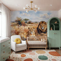 Lions II - Watercolor Predators Series Mural Wallpaper - room preview 04