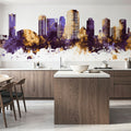 St Petersburg Florida Skyline Purple & Gold Mural Wallpaper - room preview 04