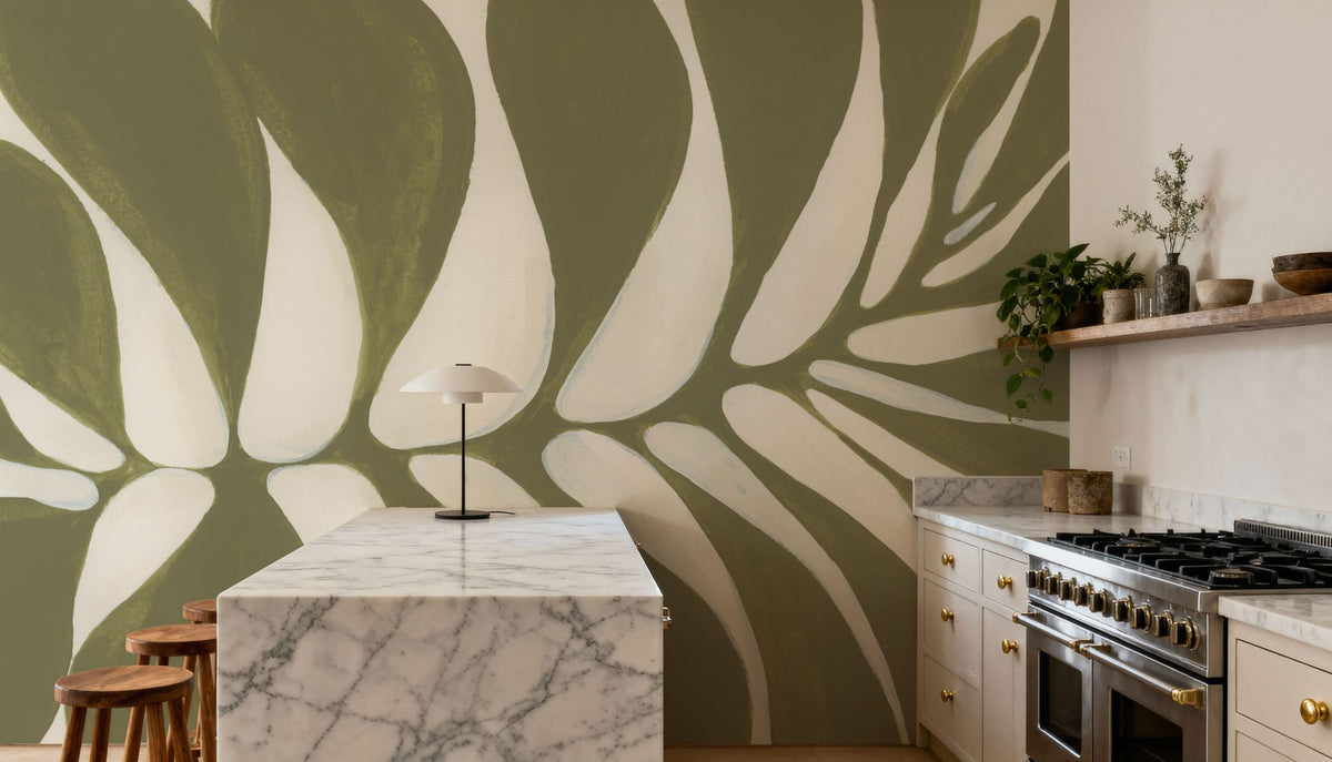 Organic Leaf Mural Wallpaper - room preview 04