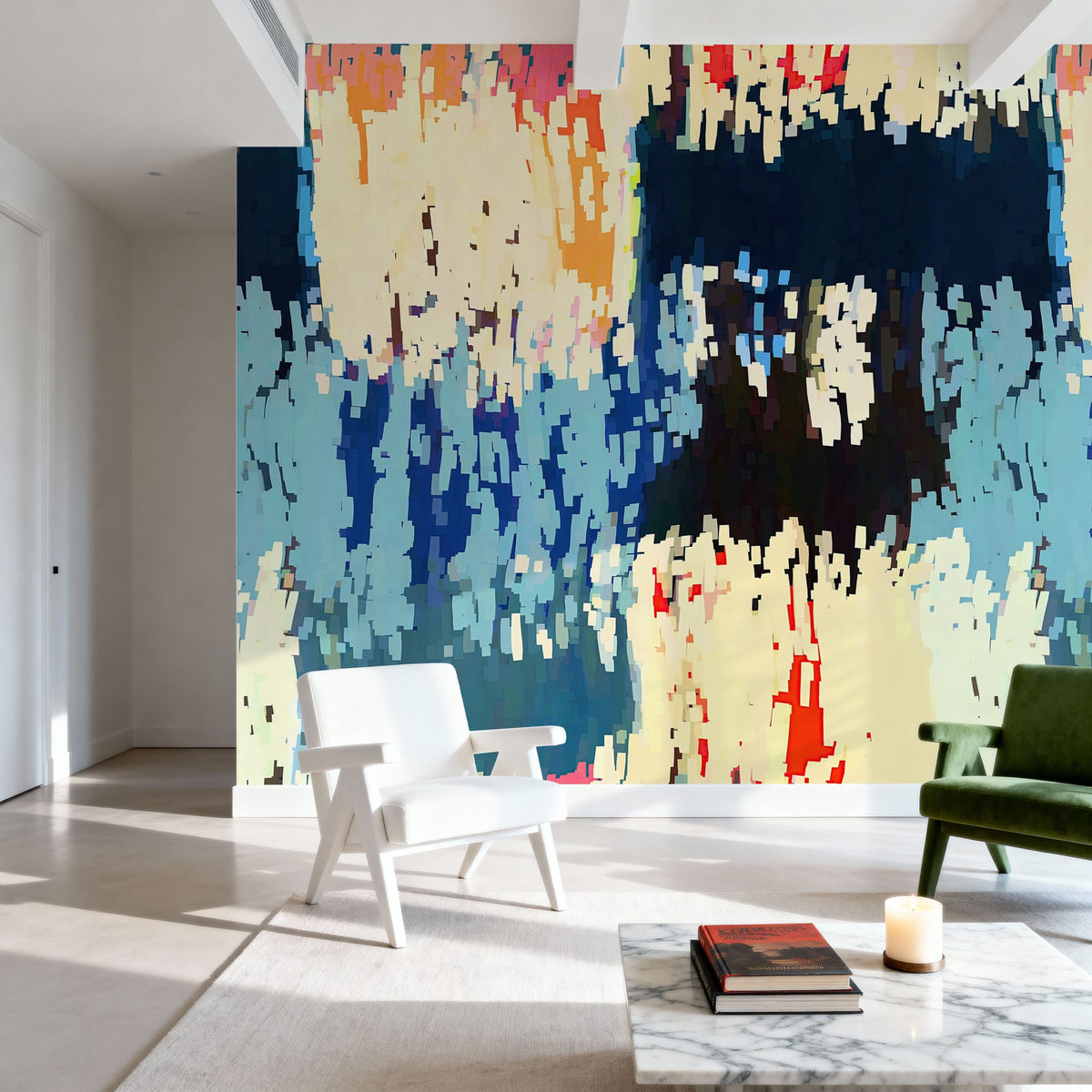 Digital Cascade Mural Wallpaper - room preview 04