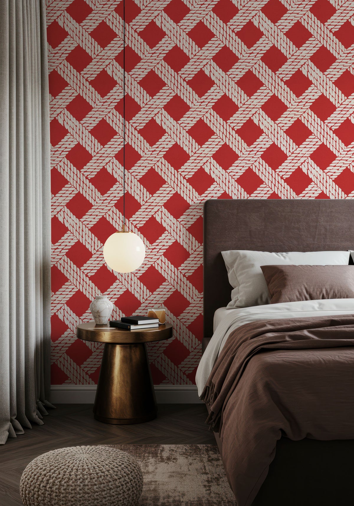 Seafood Shanty White on Red I Mural Wallpaper - room preview 04