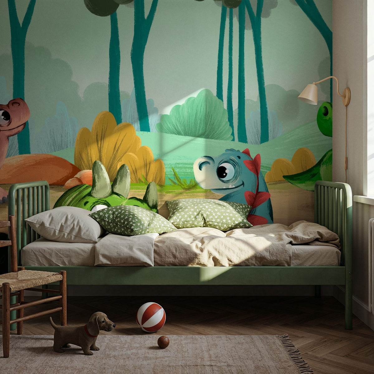 Cute Baby Dinosaur Friends Mural Wallpaper - room preview 04
