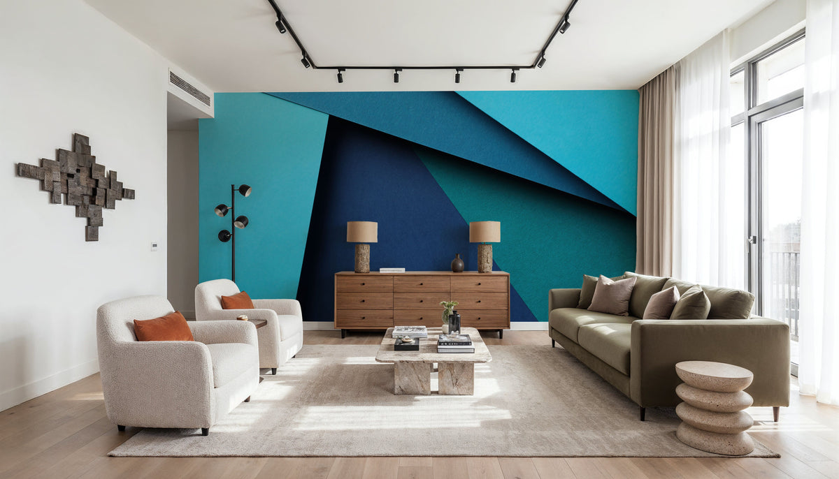Paper Cut Mural Wallpaper - Blue Tone - room preview 04