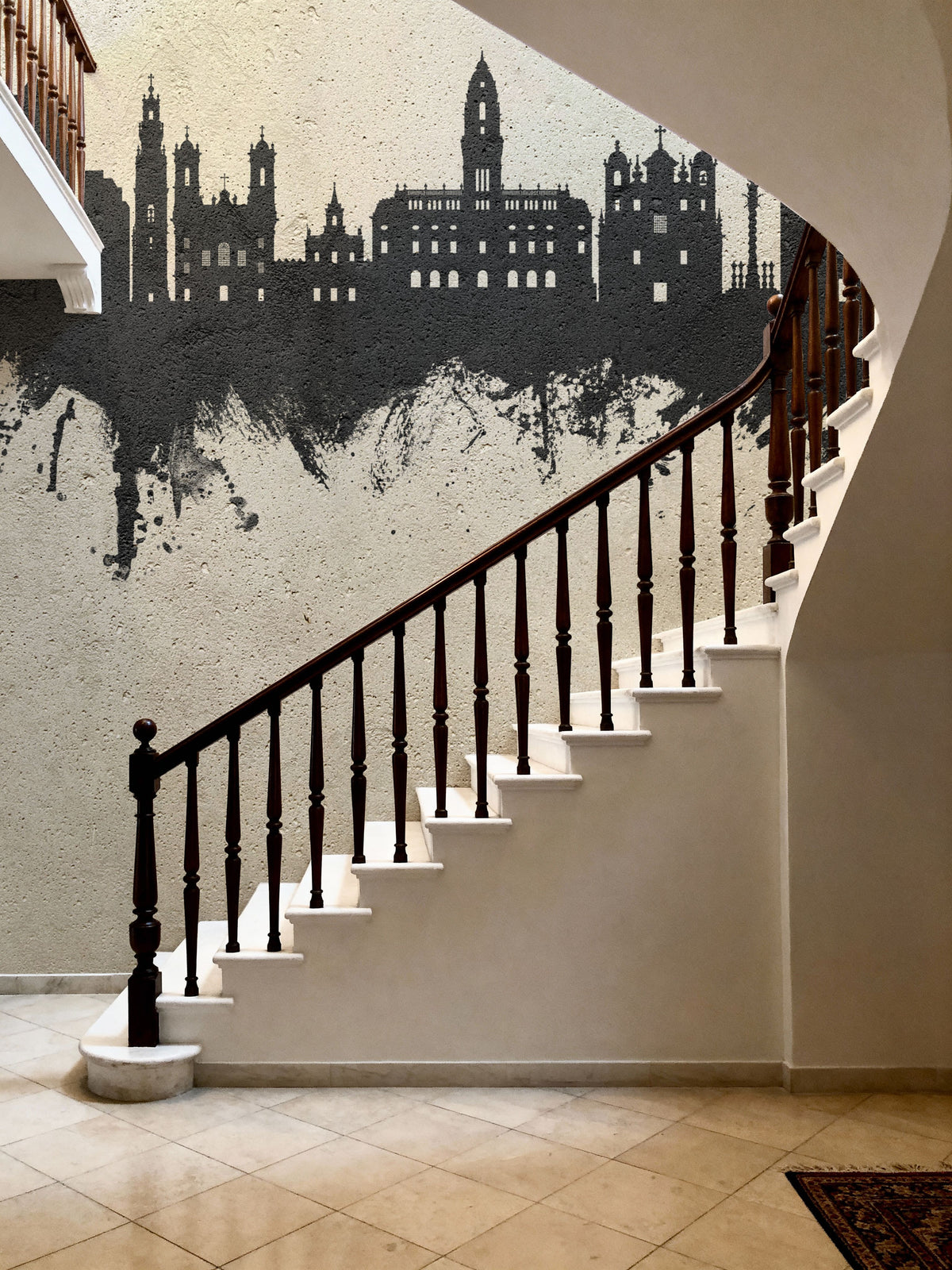 Porto Portugal Skyline Concrete Mural Wallpaper - room preview 04