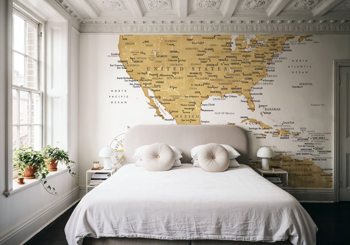 US Mexico Caribbean Map - Rosie Mural Wallpaper - room preview 04