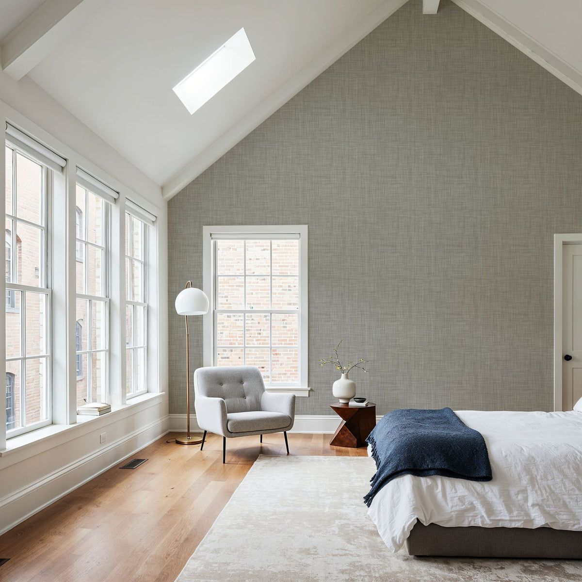 Mottled Linen Effect, Cloud Grey Mural Wallpaper - room preview 04