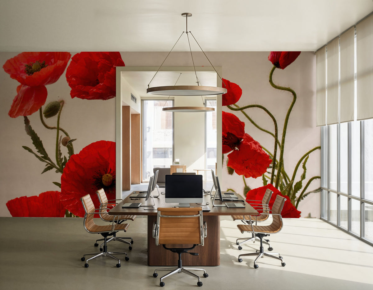 Red Poppy Mural Wallpaper - room preview 04