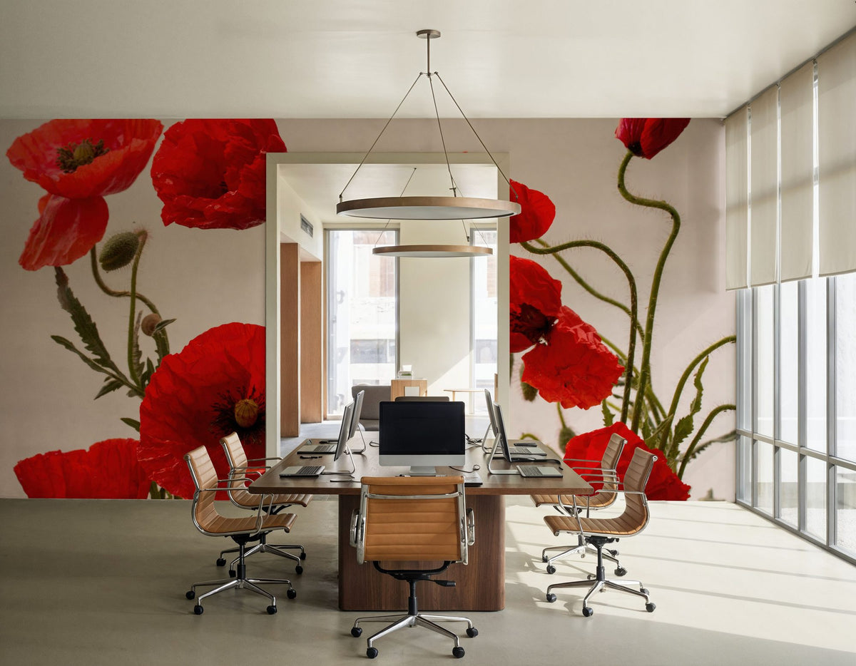 Red Poppy Mural Wallpaper - room preview 04