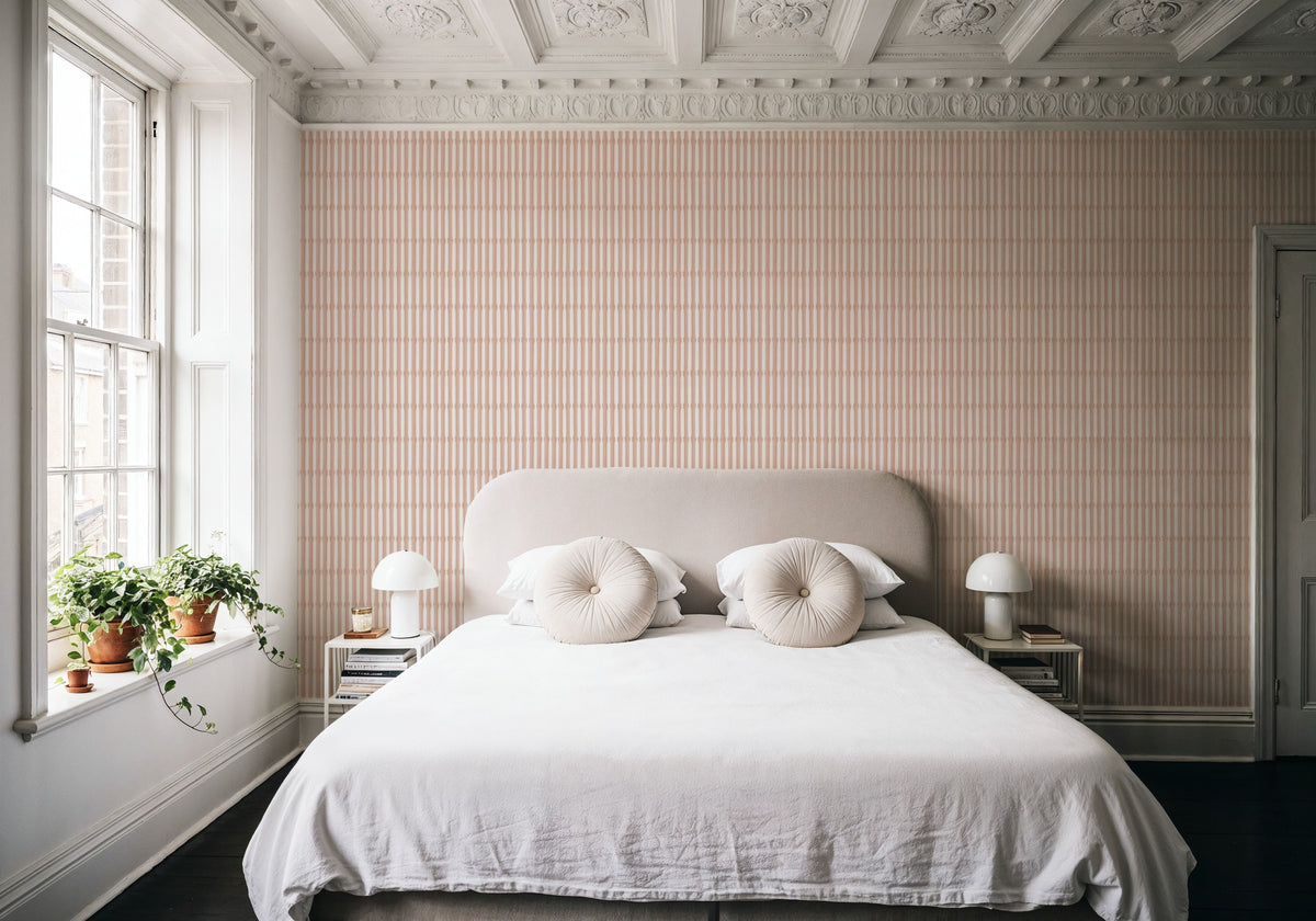 Bamboo Stripes, Blush Mural Wallpaper - room preview 04