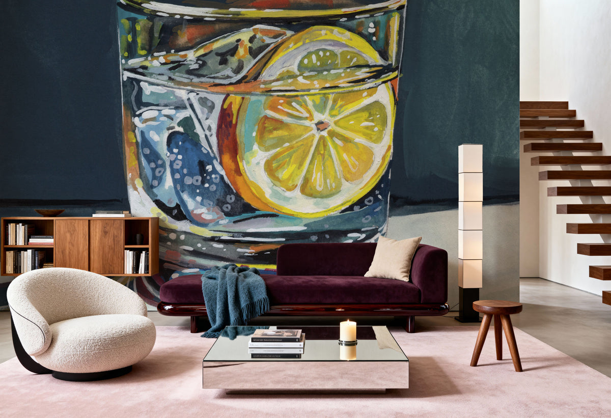 Clear Cocktail with Lemon Mural Wallpaper - room preview 04