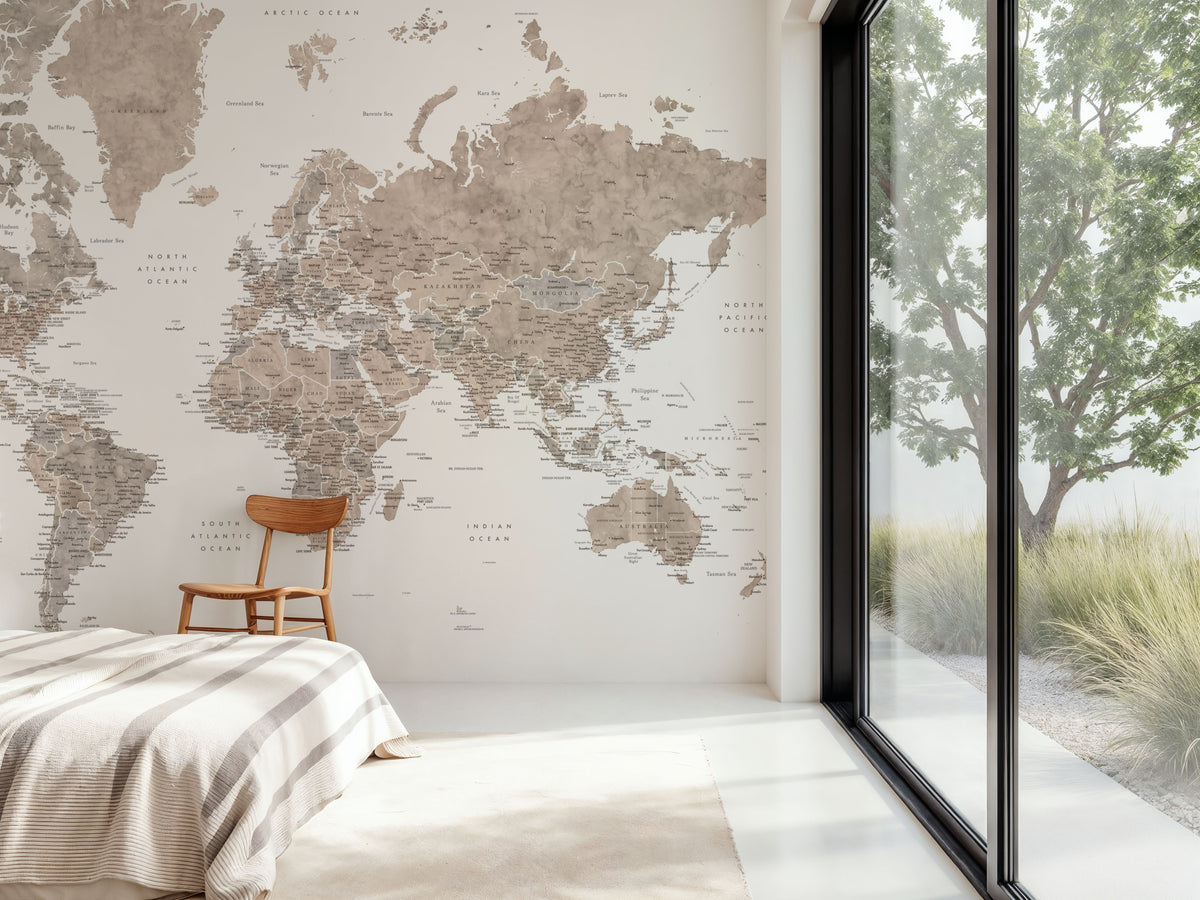 World Map Cities - Abey Mural Wallpaper - room preview 04
