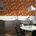 Time to Share Pears Orange Mural Wallpaper - room preview 04