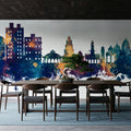 Nashik India Skyline Blue & Bronze Mural Wallpaper - room preview 04