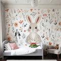 Rabbit Flowers Mural Wallpaper - room preview 04