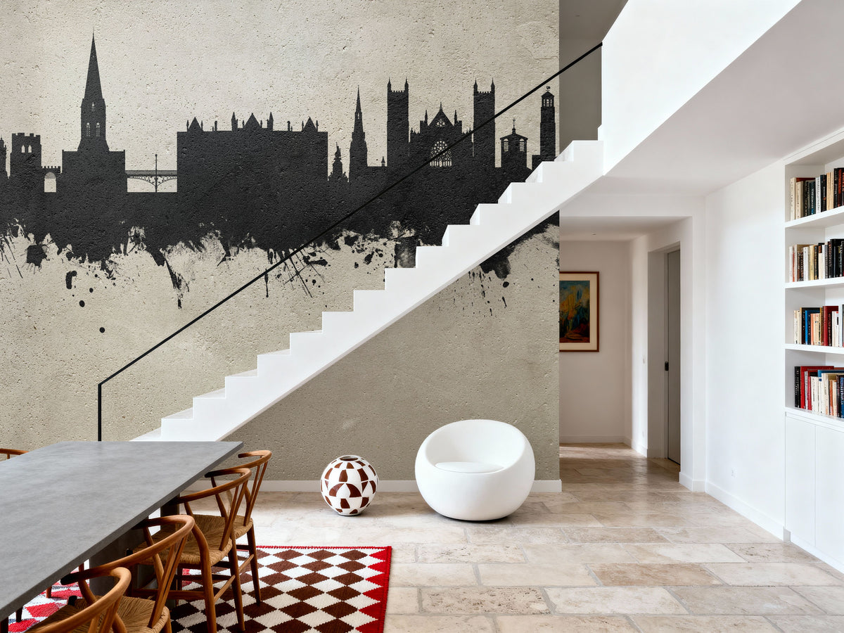 Exeter England Skyline Concrete Mural Wallpaper - room preview 04