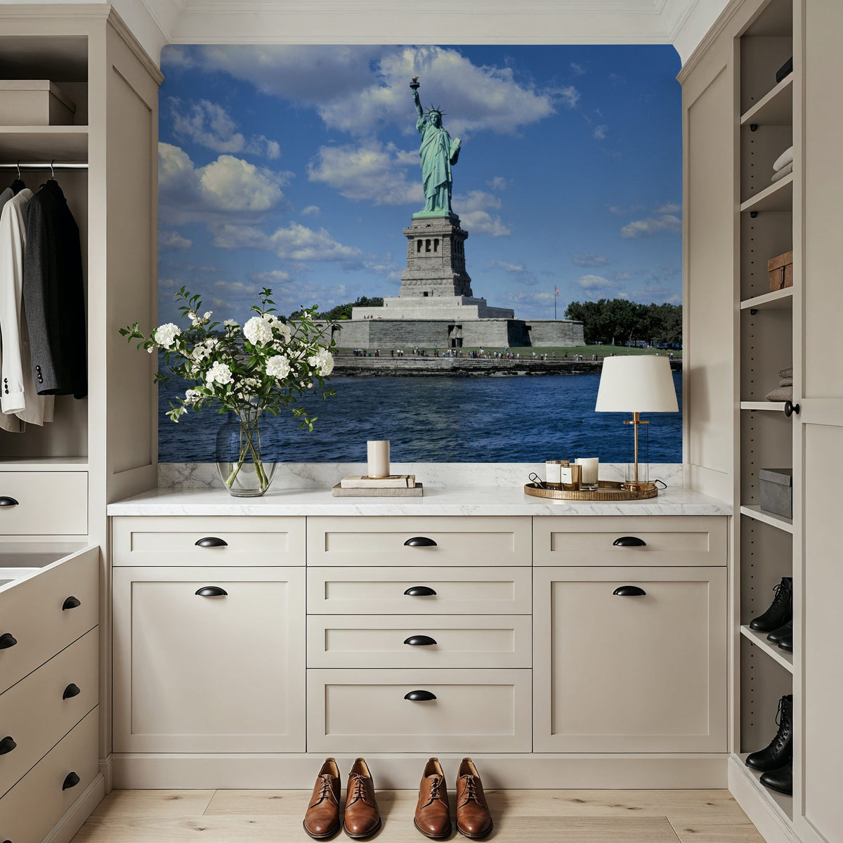 Clouds Over the Statue of Liberty Mural Wallpaper - room preview 04