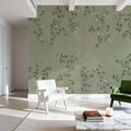 Rambling Rose, Ivory on Jade Mural Wallpaper - room preview 04