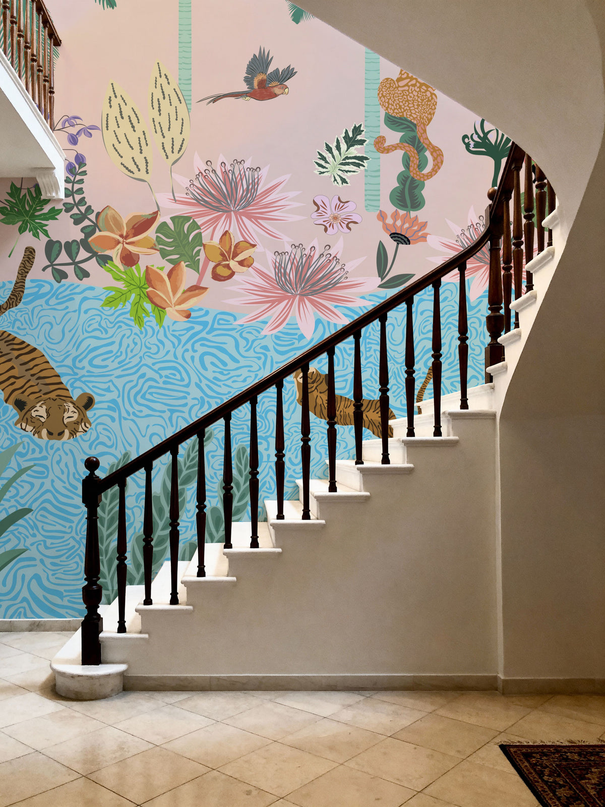 Tiger Swim Mural Wallpaper - room preview 04