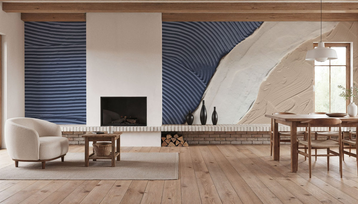 Neutral Ocean Dark Mural Wallpaper - room preview 04