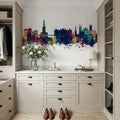Exeter England Skyline Blue & Bronze Mural Wallpaper - room preview 04