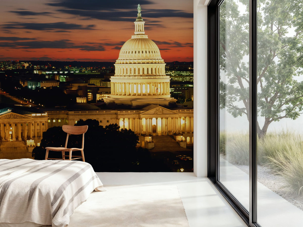 Capitol Twilight Red Mural Wallpaper - room preview 04
