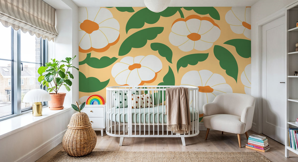 Tangerine Bloom Mural Wallpaper - room preview 04