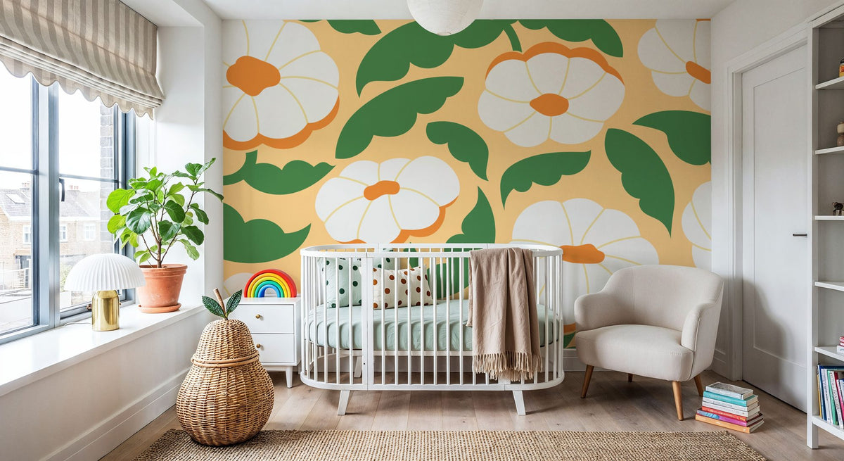 Tangerine Bloom Mural Wallpaper - room preview 06