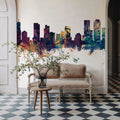 Denver Skyline Blue & Bronze Mural Wallpaper - room preview 04