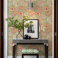 Harvest Paisley Swamp Green Mural Wallpaper - room preview 04