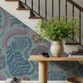 Painterly Tigers Light Blue Mural Wallpaper - room preview 04