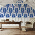 Floral Rackets, Blue Mural Wallpaper - room preview 04