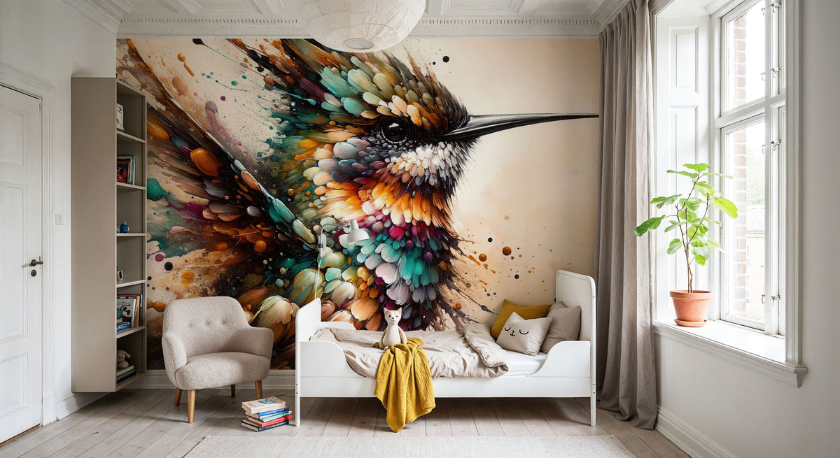Powerful Hummingbird Mural Wallpaper - room preview 04