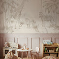 Whimsical Wildlife Gray Mural Wallpaper - room preview 04