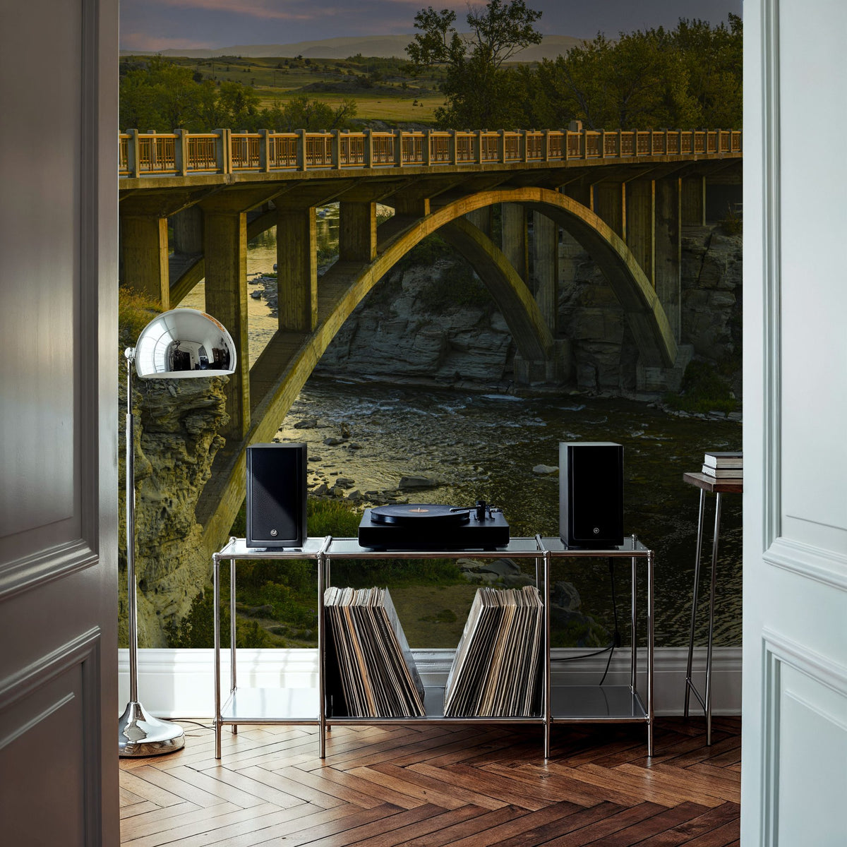 Lundbreck Falls Bridge Mural Wallpaper - room preview 04