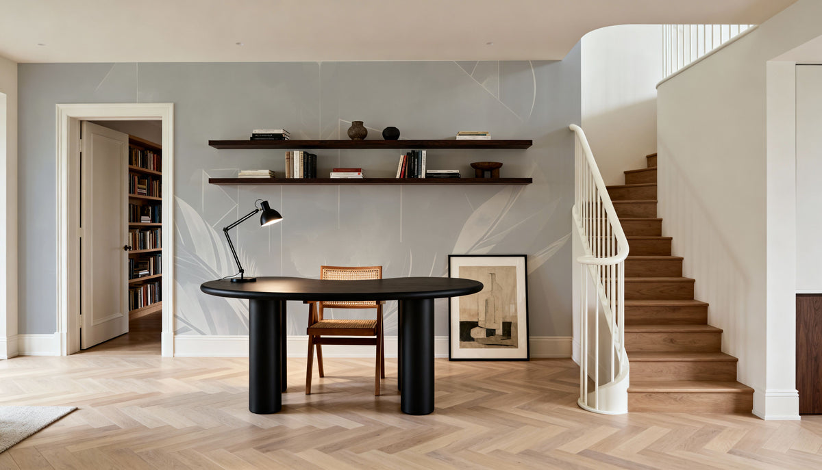 Solid Feather Geometry Gray Mural Wallpaper - room preview 04