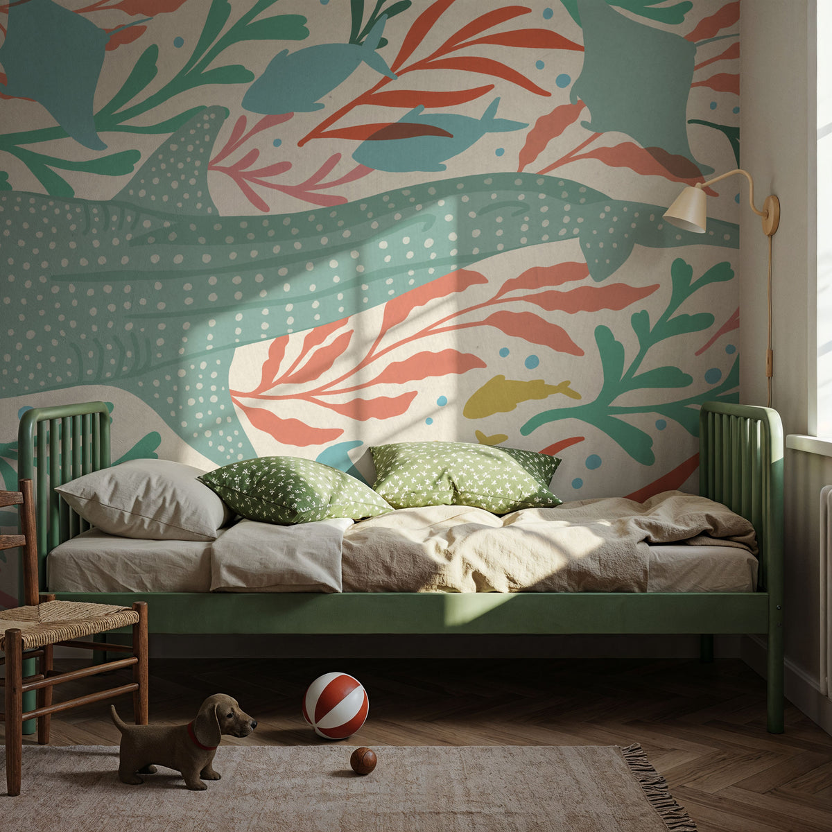 Whale Shark Alert Mural Wallpaper - room preview 04